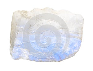 unpolished adularia mineral isolated on white