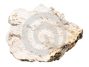 unpolished albite rock isolated on white