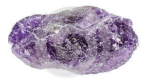 unpolished amethyst mineral isolated on white