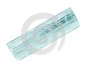 unpolished aquamarine crystal isolated on white