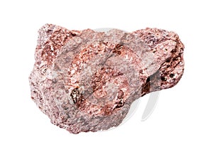 unpolished ash tuff rock isolated on white photo