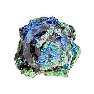 unpolished azurite and malachite mineral isolated