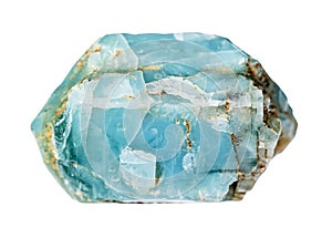 unpolished blue apatite crystal isolated