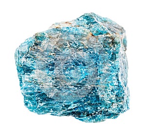 unpolished blue apatite mineral isolated