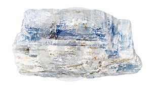 unpolished blue kyanite mineral isolated on white