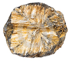 unpolished chiastolite mineral isolated on white