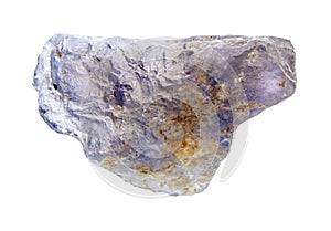 Unpolished cordierite iolite gem stone cutout