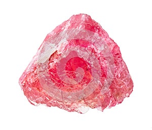 unpolished crystal of rhodonite gemstone cutout