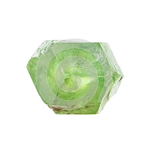 unpolished demantoid crystal isolated on white