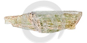 unpolished epidote crystal isolated on white photo