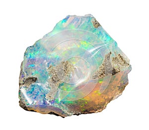 unpolished ethiopian opal mineral isolated