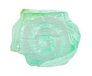 unpolished green Calcite gemstone isolated photo