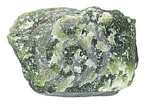 unpolished green nephrite mineral isolated