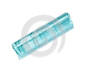 unpolished indicolite crystal isolated on white