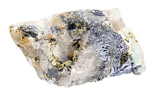 unpolished molybdenite and chalcopyrite in beryl