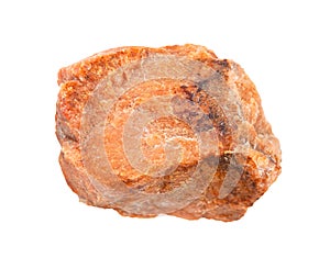 unpolished orthoclase rock isolated on white photo