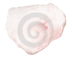 unpolished pink aragonite mineral isolated