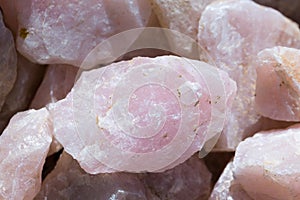 Unpolished pink quartz rock