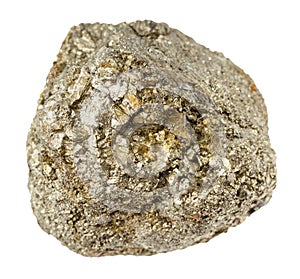 unpolished pyrite rock isolated on white