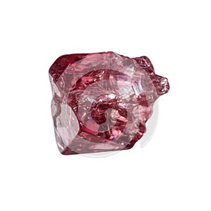 unpolished red spinel crystal isolated on white