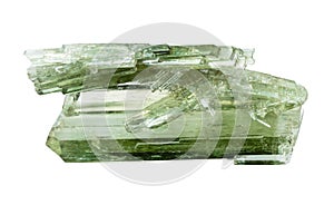 unpolished zoisite crystals isolated on white