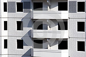 Unpopulated multi-storey residential building of brick