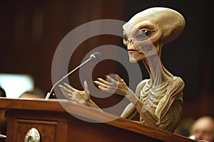 Unprecedented Alien testifying congress. Generate Ai photo