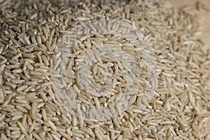 Unprocessed healthy dark rice, close up