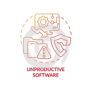 Unproductive software red gradient concept icon