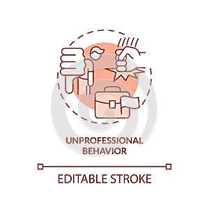 Unprofessional behavior terracotta concept icon photo