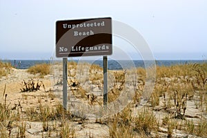 Unprotected Beach Sign - No Lifeguards