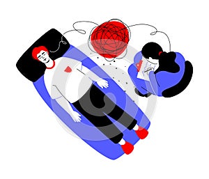 Unravel psychological problems - colorful flat design style illustration