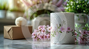 Unraveled Serenity: A Portrait of Toilet Paper on a Table