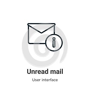 Unread mail outline vector icon. Thin line black unread mail icon, flat vector simple element illustration from editable user