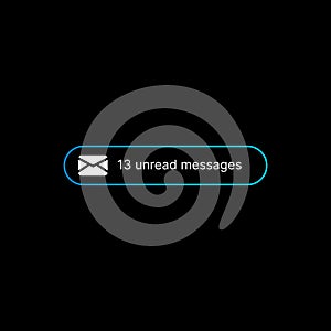 Unread Messages Notification Banner Illustration. Social Media UI Concept on Black Background. Editable Text with
