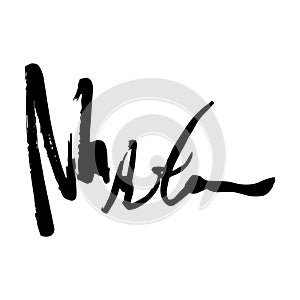 Unreadable handwriting font signature text on white background