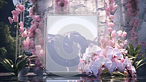 Unreal Engine Landscape With Orchids And Mirror Frame Analysis Mockup