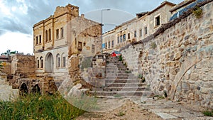 Unreal world of Cappadocia. Colorful Pigeon valley. Uchisar village located, Nevsehir Province in the Cappadocia region of Turkey