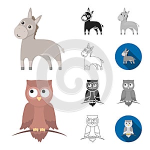 An unrealistic animal cartoon,black,flat,monochrome,outline icons in set collection for design. Toy animals vector