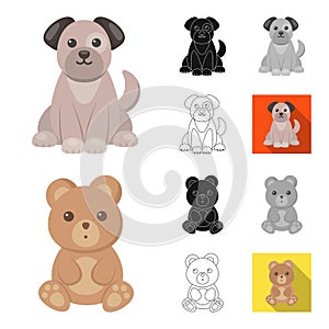 An unrealistic animal cartoon,black,flat,monochrome,outline icons in set collection for design. Toy animals vector