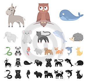 An unrealistic animal cartoon, black icons in set collection for design. Toy animals vector symbol stock web