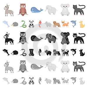 An unrealistic animal cartoon icons in set collection for design. Toy animals vector symbol stock web illustration.