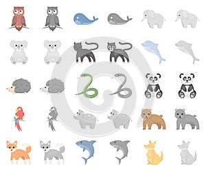 An unrealistic animal cartoon,monochrom icons in set collection for design. Toy animals vector symbol stock web