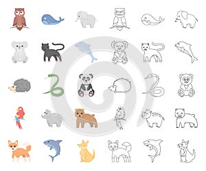 An unrealistic animal cartoon,outline icons in set collection for design. Toy animals vector symbol stock web