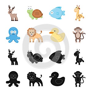 An unrealistic black,cartoon animal icons in set collection for design. Toy animals vector symbol stock web illustration