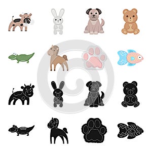 An unrealistic black,cartoon animal icons in set collection for design. Toy animals vector symbol stock web illustration