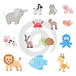 An unrealistic cartoon animal icons in set collection for design. Toy animals vector symbol stock web illustration.