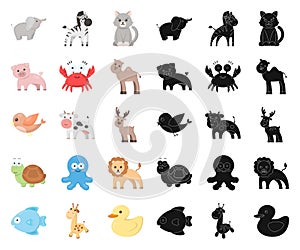 An unrealistic cartoon,black animal icons in set collection for design. Toy animals vector symbol stock web illustration