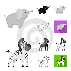 An unrealistic cartoon,black,flat,monochrome,outline animal icons in set collection for design. Toy animals vector