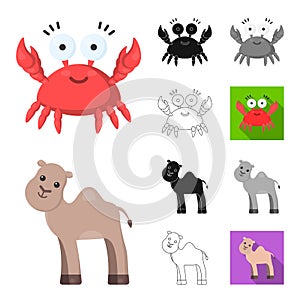 An unrealistic cartoon,black,flat,monochrome,outline animal icons in set collection for design. Toy animals vector